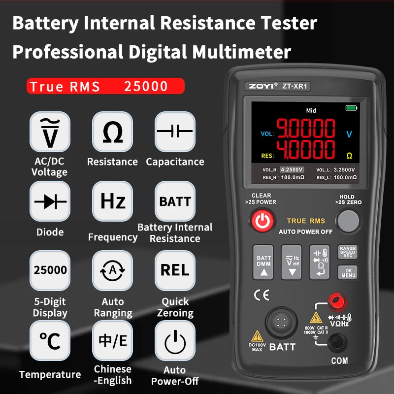 ZOYI ZT-XR1 4.5-Inch Professional Multimeter+Battery Internal Resistance Tester (True Value Version) All-In-One! Viralgem Store