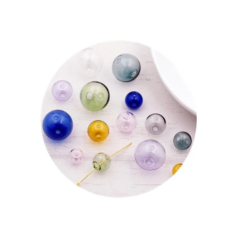 10pieces Double Hole 10-20mm Color Glass Ball Globe Beads Hollow Glass Bottle Vial Jewelry Making Accessories Findings Viralgem Store