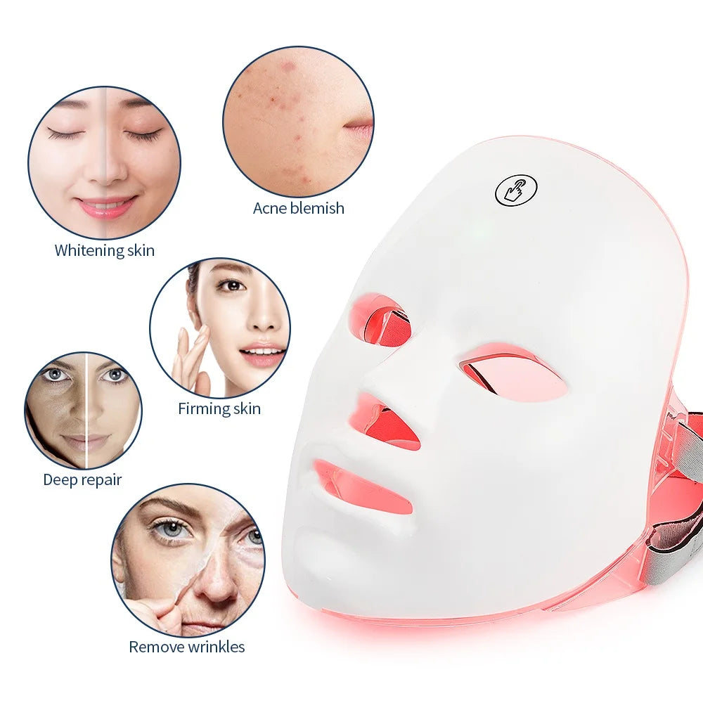 7 Colors Photon Facial LED Mask Red Light Therapy Anti Aging Face Neck Beauty Mask Relaxation Treatment Anti-Wrinkle Skin Care Viralgem Store