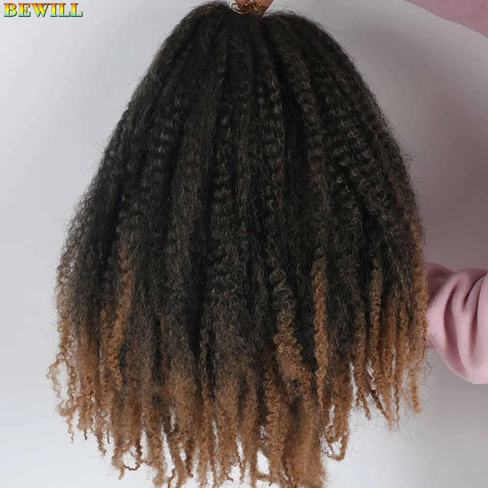 18 Inch 1-6 Packs Marley Twist Crochet Hair Black Brown to Blonde Synthetic Afro Marley Ombre Braiding Hair for Faux Locs Braids