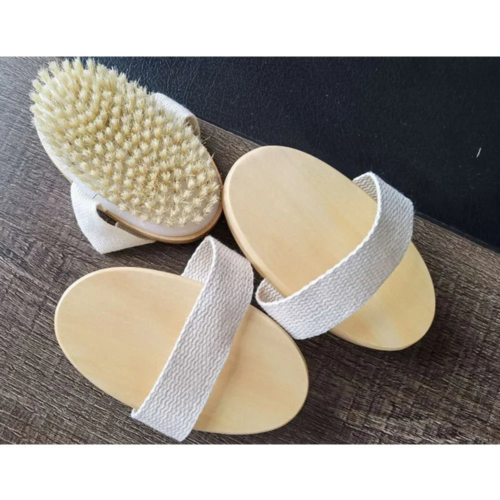 Wet Dry Skin Body Brush Natural Pig Bristles Dry Skin Exfoliating Body Massage Cleaning SPA Tool For Cellulite Lymphatic Drainag Viralgem Store