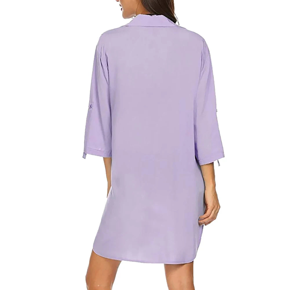 Summer Dress Shirts Beach Holiday Casual Chiffon Comfortable Cover Up Deep Flexible Sun Protection