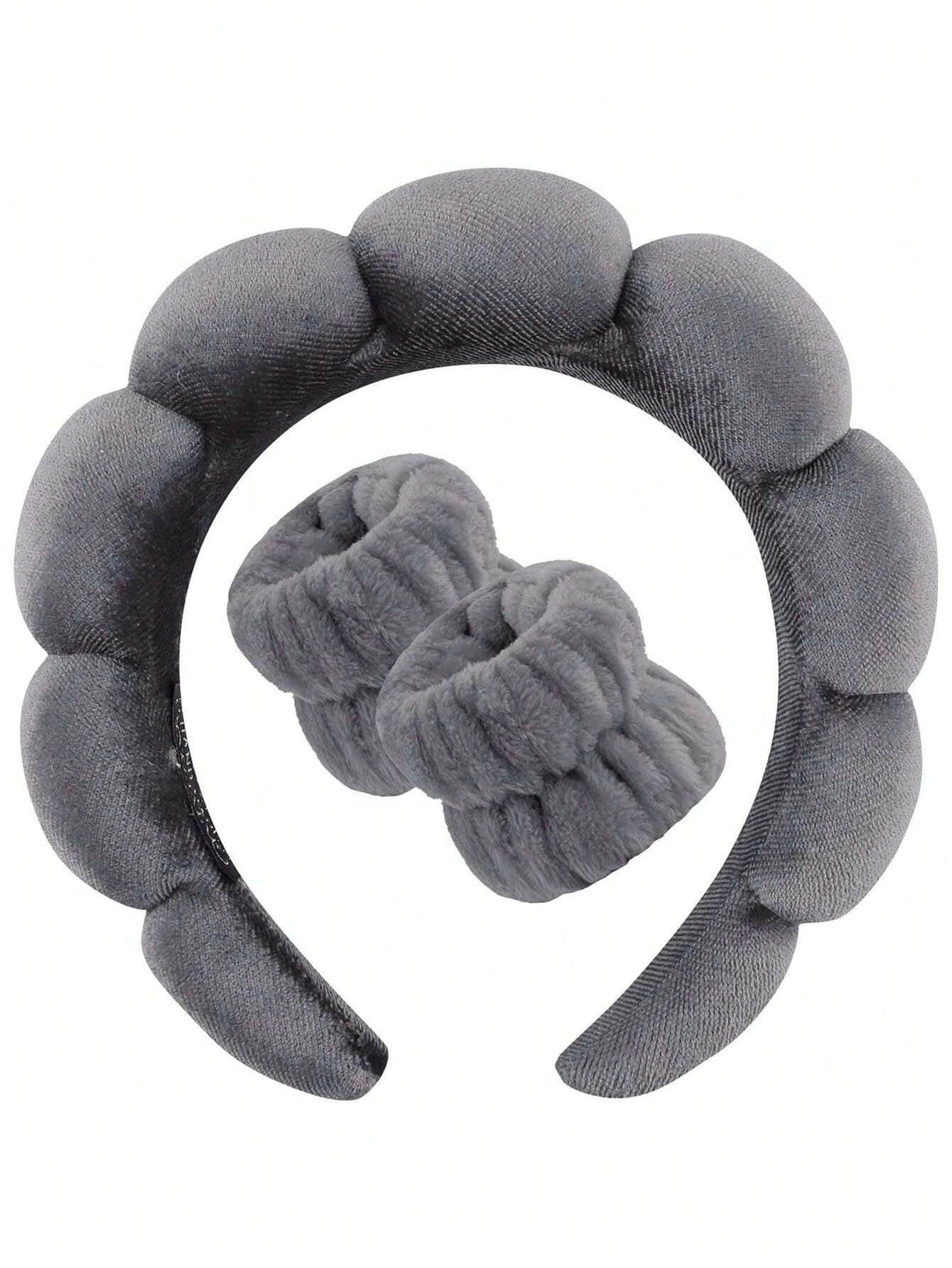 3 Piece Luxury Fiber Spa Headband and Wristband Set - Soft and Comfortable - Face Wash, Makeup Women's Hair Accessories Set