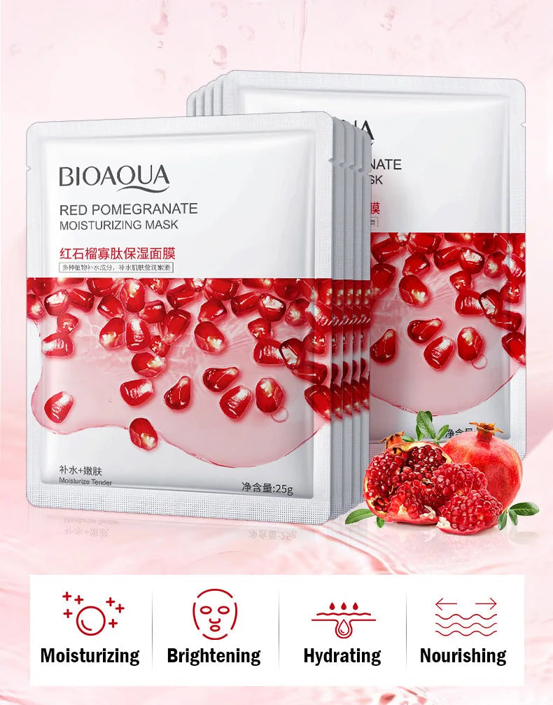 8pcs BIOAQUA Fruit Facial Masks Moisturizing Hydrating Brightening Anti-aging Face Mask Sheet Masks for Face Skin Care Viralgem Store
