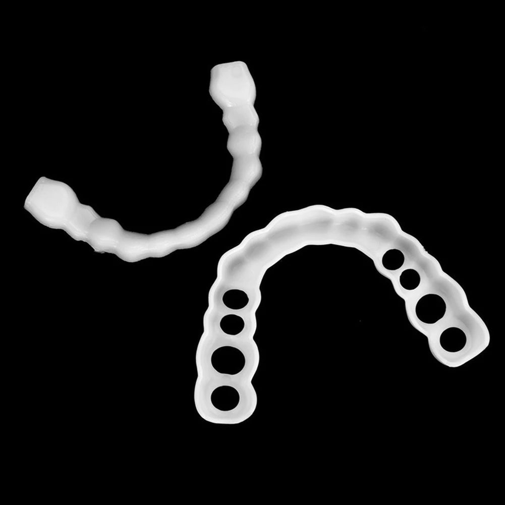 1-5Set Upper Lower Temporary Fit Fake Teeth Cosmetic Denture Smile Veneers False Teeth Brace Cover Upper False Tooth Cover Snap Viralgem Store