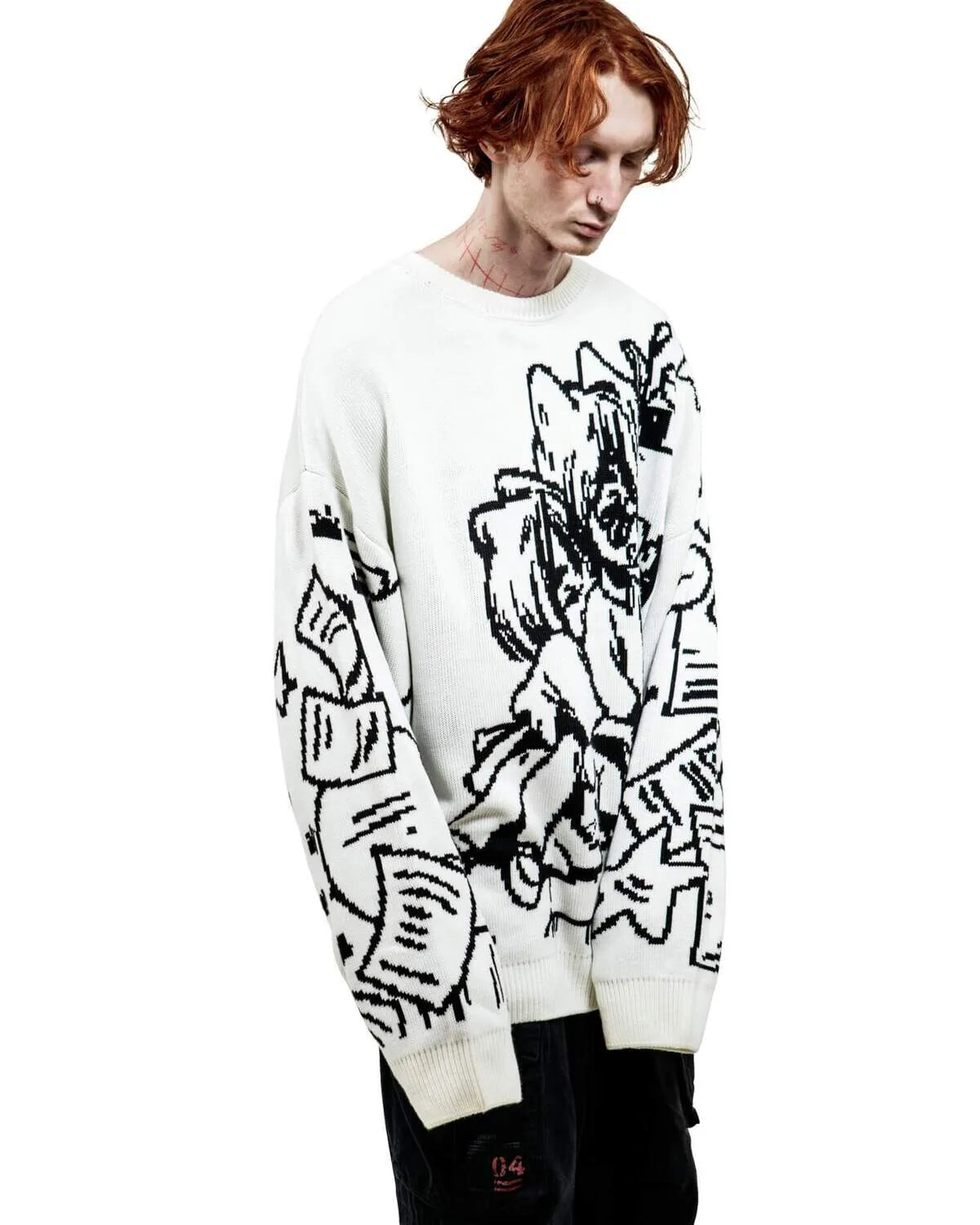 Vintage Cartoon Knitted Sweaters Men Casual Oversized Fashion Women Streetwear Tops Harajuku Pullover Y2k Aesthetic Clothes Goth