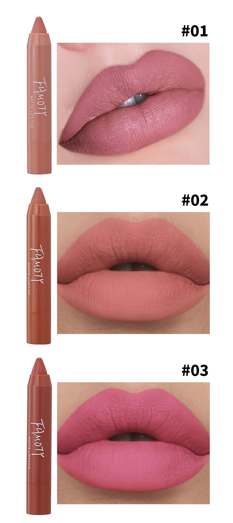 12 Colors Matte Lipstick Pen Waterproof Velvet Nude Lipstick Pencil Sexy Red Brown Pigments Lips Makeup Long Lasting Lip Tint