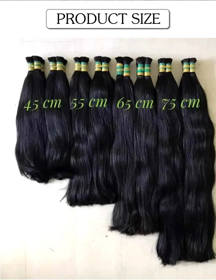 Virgin Remy Black Straight Raw Indian Vietnamese Russian Bulk Human Hair Bundles For Braiding 100%  Human Hair Bulk Extensions