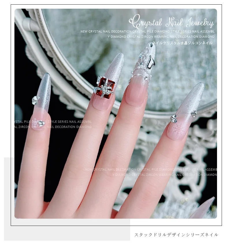 5PCS Luxury Sparkle Gift Box Pile Diamonds Crystal Love Alloy X Butterfly Pearl Nail Art Rhinestones Decorations Manicure Charms Viralgem Store