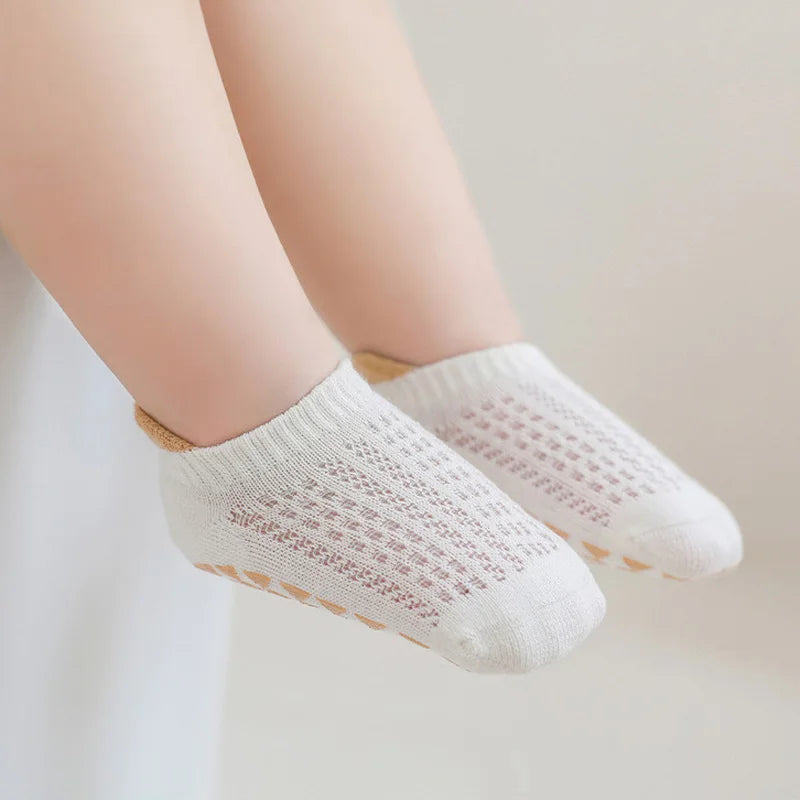 6 Pairs Baby Boys Girls Cotton Non-slip Floor Socks Summer For Toddler Kids Indoor Activities Learn To Walk Ankle Socks