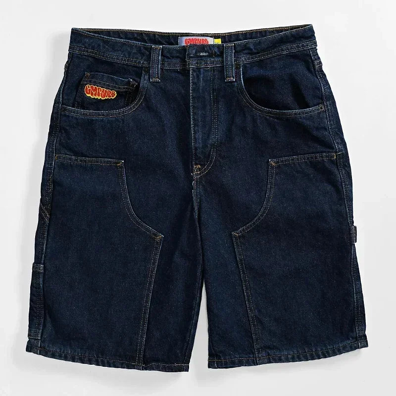 Summer Five Pointed Letter Patchwork Embroidered Jeans Harajuku Rock Hip Hop Diamond Pants Men's Personalized Design Shorts Viralgem Store