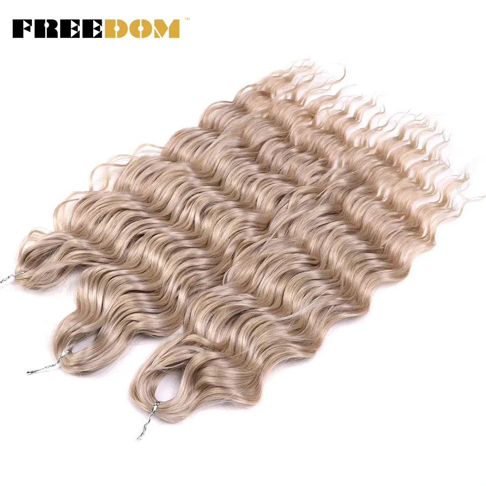 Synthetic Loose Deep Wave Braiding Hair Extensions 24 Inch Deep Curly Twist Crochet Braid Hair Ombre Blonde Brown Anna Hair