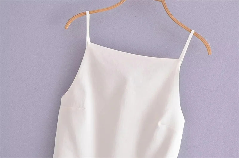 TRAF White Crop Top Woman 2024 Black Sleeveless Backless Top With Straps Sexy Tops Woman Party Summer Women's Evening Top Viralgem Store