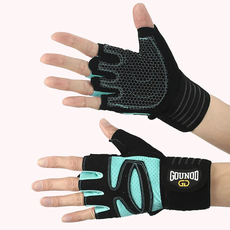 Women Men Extended Cycling Bicycle Gloves Half Finger Gym Gloves Mitten Breathable Anti-slip Glove Fitness Sport Training Gloves