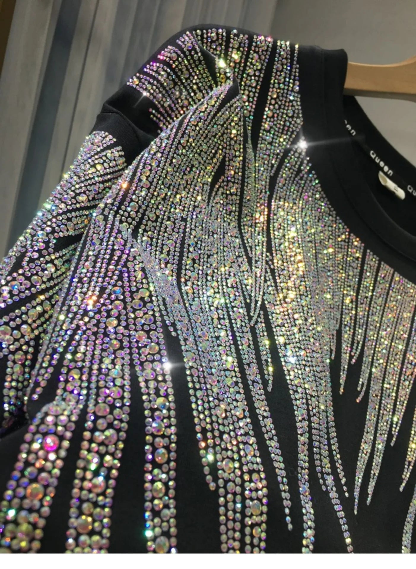 Women Tops Sequin Print Tees Round Neck Half Sleeve Loose Casual Regular Splice T Shirts Simple Hot Drilling Mid Length Top