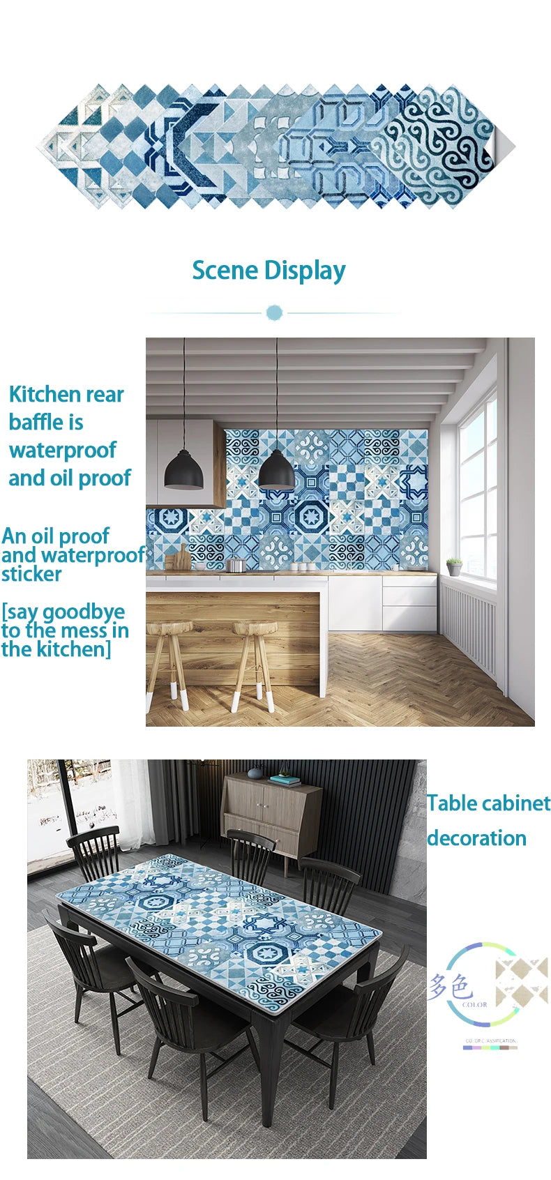 16pcs/set Black & White Tiles Sticker Kitchen Backsplash Wardrobe Bathroom Waterproof Peel & Stick Bright Film Art Wall Decals