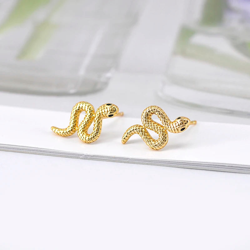 925 Sterling Silver Needle Pave Crystal Snake Type Stud Earrings for Women Simple Cute Animal Earrings Fashion Delicate Jewelry