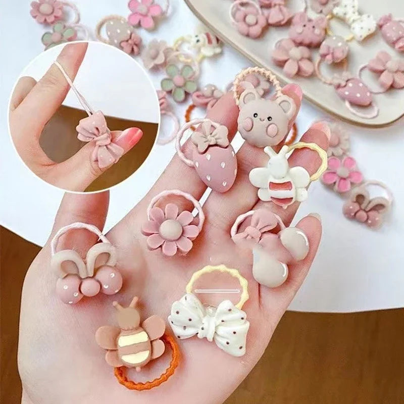 10/20/30/40/50Pcs Lot cute cartoon Bear Bunny Girl Elastic Rubber Band Headdress baby children hair accessories Viralgem Store