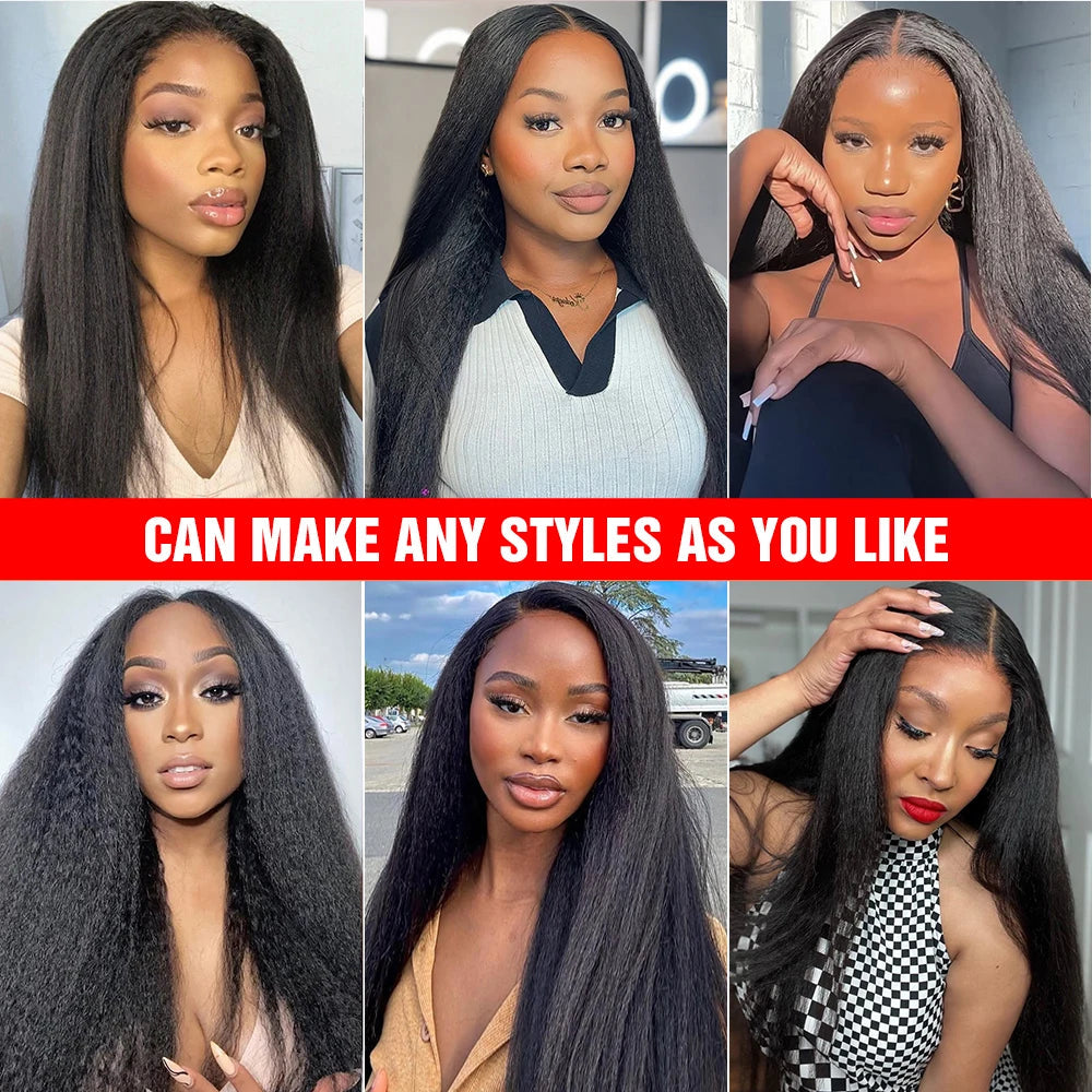 Yaki Kinky Straight Human Hair Wigs Glueless Wig 100% Human Hair Ready To Wear Preplucked HD Lace Wigs For Women Pre Cut No Glue Viralgem Store