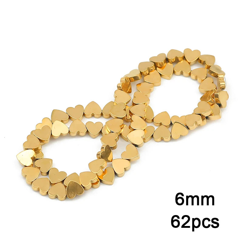 3A+ Retention Color Various Shapes Star Heart Hematite Natural Stone Plated Loose Gold Beads For Jewelry Making Diy Bracelets