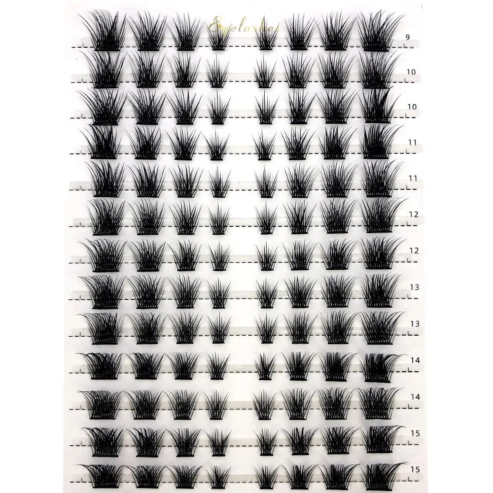 14rows Individual 3D Fluffy False Eyelashes Single Cluster Eyelash Extension Segmented Natural Mink Fox Eye Effect Makeup Lashes