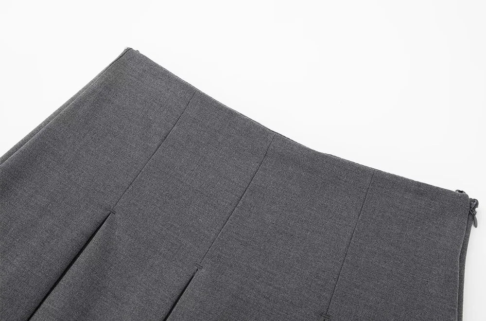 TRAF Women Fashion With Pleated Shorts Skirts Vintage High Waist Side Zipper Female Skort Mujer