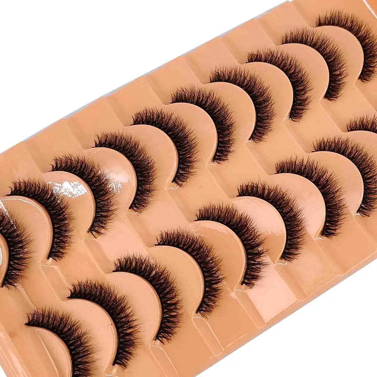 10 Pairs 3D Faux Mink Lashes Fluffy Soft Beauty Wispy Natural Short False Eyelashes Curly lashes Makeup Classic Thick eyelashes