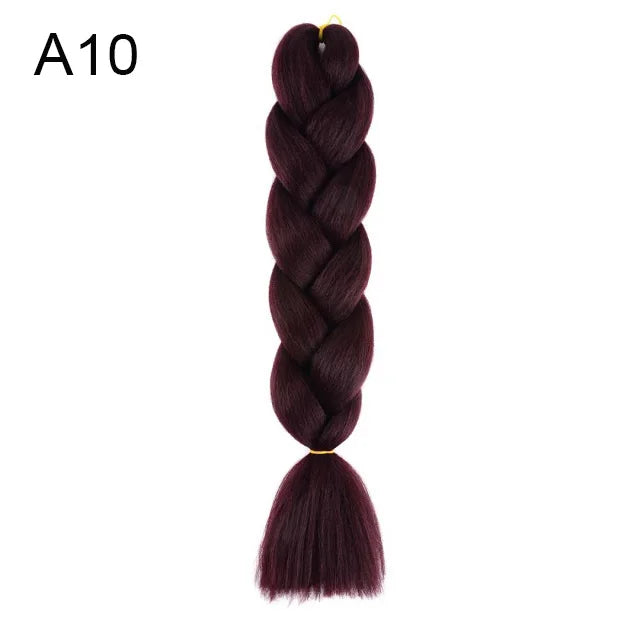 24Inch Synthetic Braiding Hair Extension Ombre Color Rainbow DIY Jumbo Hair Pink Red Blue Hairstyle for Women Viralgem Store