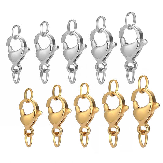 25Pcs Stainless Steel Lobster Clasps Jump Rings Hooks Connector Bracelet Necklace Chains DIY Jewelry Making Findings Supplies