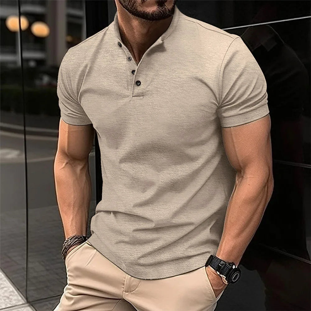 Trendy Guba style striped long sleeves, men's casual ruffian handsome retro loose shirt, button cotton linen stand collar shirt