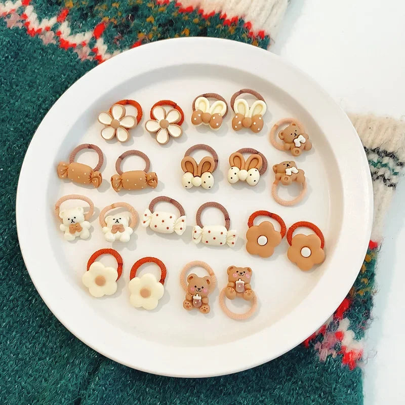 10/20/30/40/50Pcs Lot cute cartoon Bear Bunny Girl Elastic Rubber Band Headdress baby children hair accessories Viralgem Store