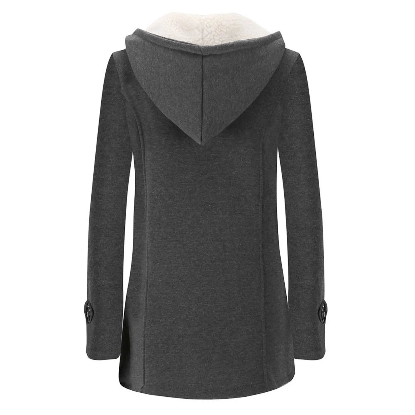 Womens Winter Coats Thicken Sherpa Lined Jacket Fashion Horn Button Hooded Outwear Warm Wool Blended Pea Coat Pockets