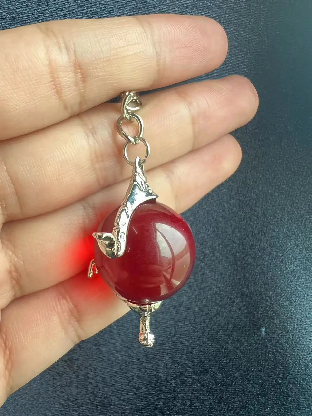 W.I.T.C.H. Color Crystal Heart of Kandrakar Keychain Exquisite Pattern Carved Crystal Ball Pendant Chain Magic Elf Same Jewelry