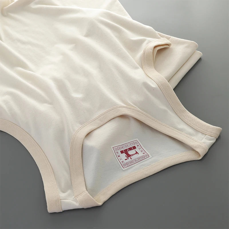 Akkad Kuti Japanese Retro Casual Tank Top Men Heavyweight Cotton Embryo Color Tops Male Teens Sleeveless Vest Spring Summer 2021