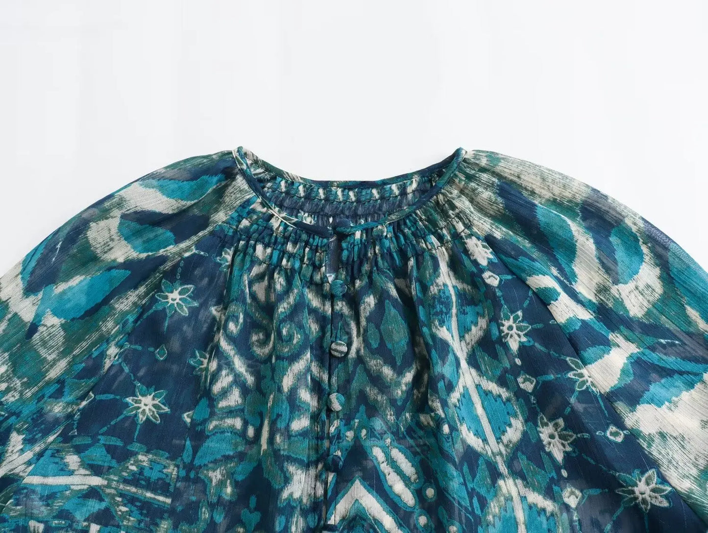 TRAFZA Vintage Casual Chic Print Women Suit O-Neck Single Breasted Blouse Loose Long Straight Skirt Fashion 2024 Boho Set