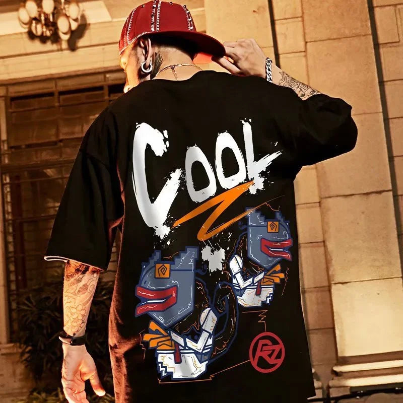 Summer Men's T-shirts 2023 Cool Funny Graphic Print T Shirt Letter Retro Cool Design Streetwear Short Sleeve Tee Top Y2K Clothes