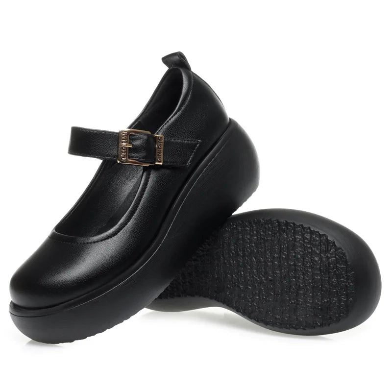 Spring Fashion Wedge Round Toe Soft Bottom Lolita Shoes Women Cute Vintage Mary Jane Shoes Chunky College Student Shoes Viralgem Store