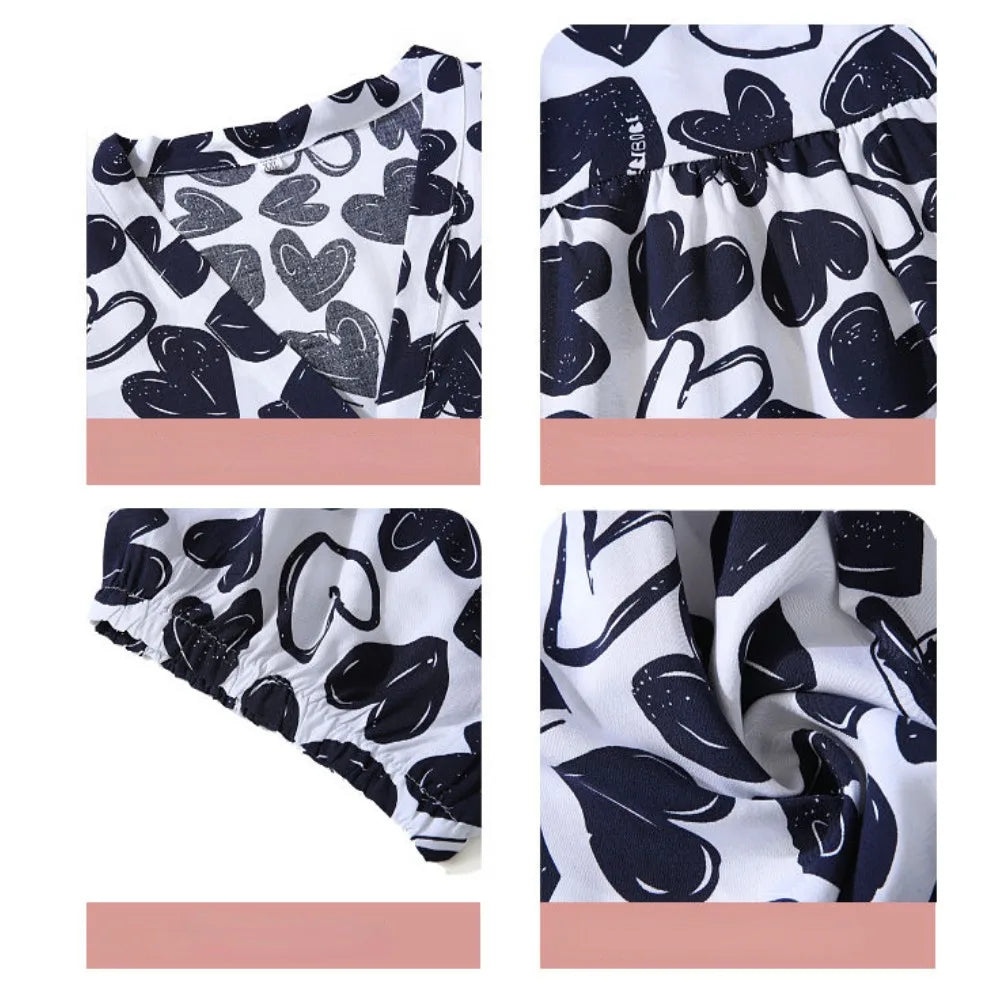 2023 New Cotton Silk Summer Pajamas Suit Plus Size Loose Ladies Home Clothes Two-piece Casual Style Thin