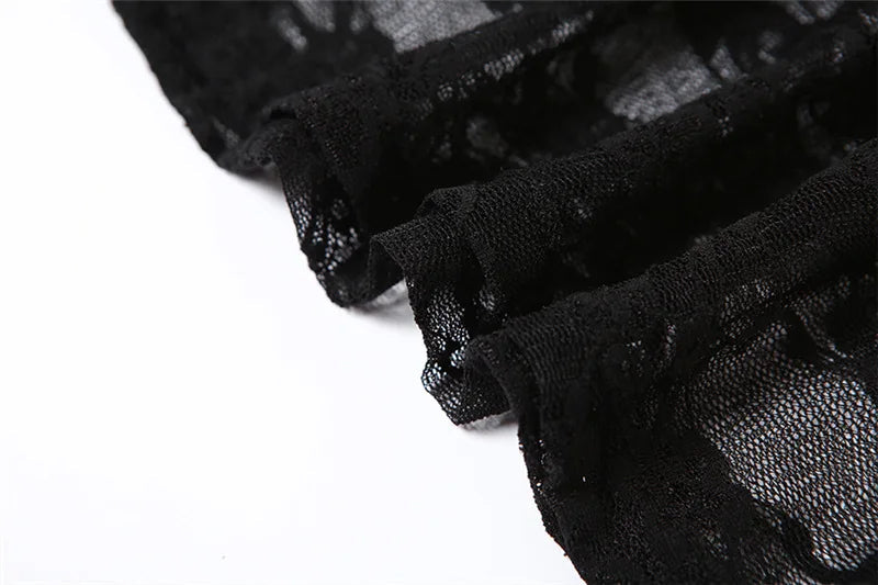 Women 3 Piece Sets Trim Sheer Lace  Solid Strapless Tupe Top Hot Skinny Pantyhose Pants Baddie Club Outfit Lingerie Suit Viralgem Store