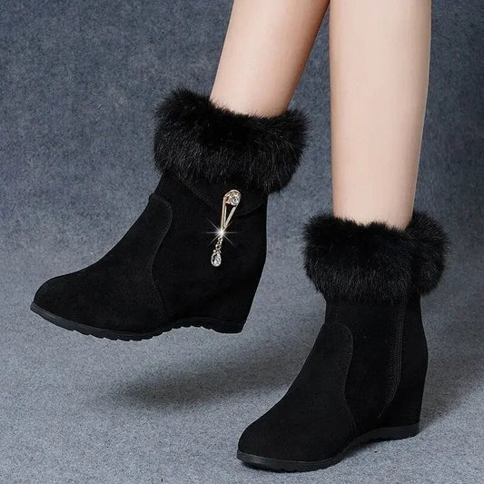 Winter Fashion Women Wedges Ankle Boots Increasing Height Shoes High Heels Booties Metal Rhinestone Botas Mujer 2024 Viralgem Store