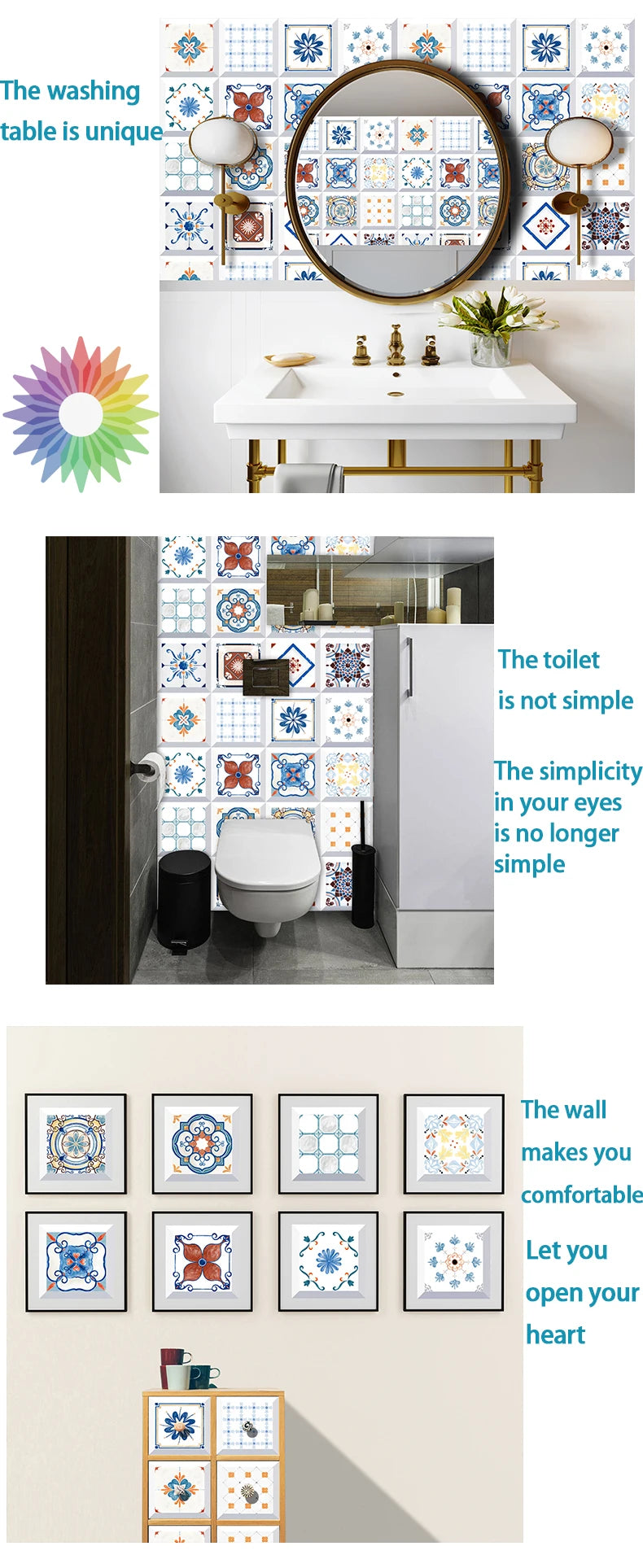 16pcs/set Black & White Tiles Sticker Kitchen Backsplash Wardrobe Bathroom Waterproof Peel & Stick Bright Film Art Wall Decals