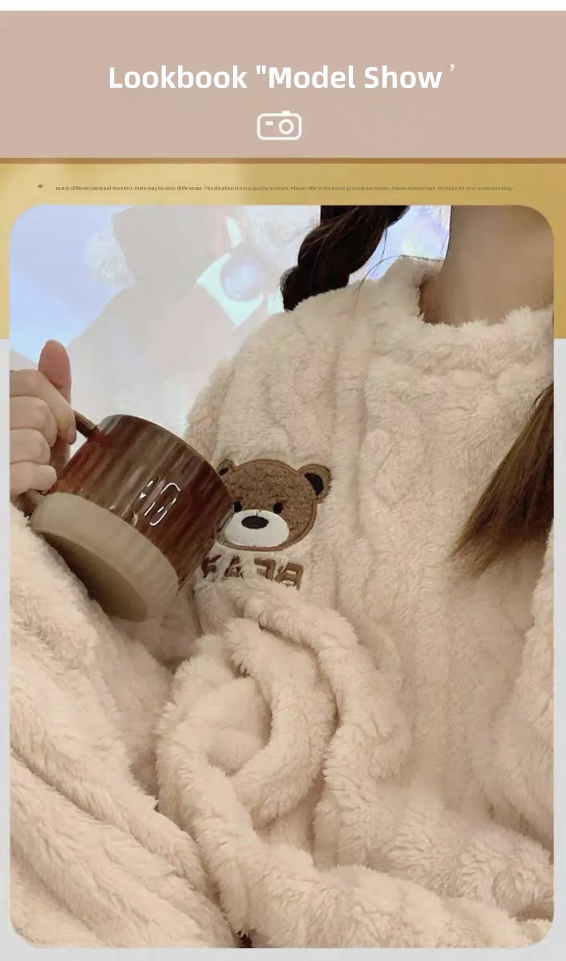 Winter Flannel Fleece-lined Sleepwear Women's Long Sleeve Warm Thickened Pyjamas Home Clothes Explosion Model Jacket Viralgem Store