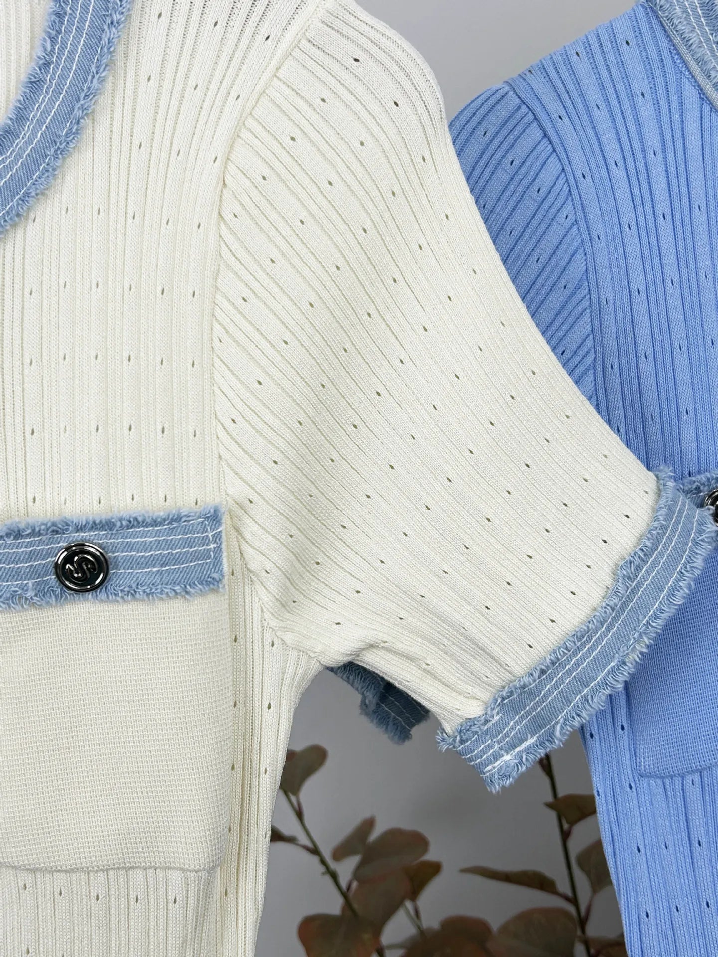 2024 New Summer Elegant Women Knitted Maxi Dress Chic O-neck Short Sleeve Denim Patchwork Bodycon Dresses Office Lady Robe Viralgem Store