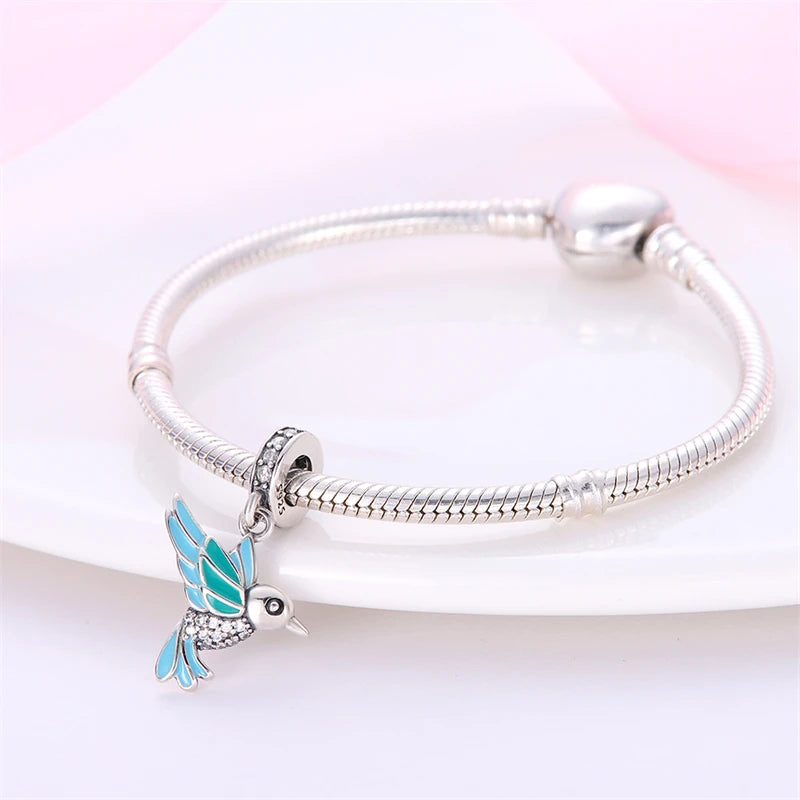 100% 925 Silver Parrot Hummingbird Owl Birds Fashion Design Charms Beads 3mm DIY Fine Jewelry Gifts Making Viralgem Store