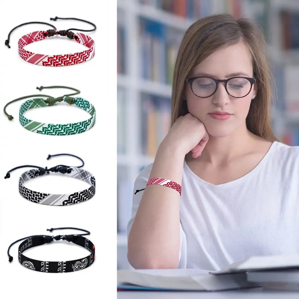 1PC Arabic Scarf Style Bracelet Multicolor Weave Bracelets Geometric Wave Point Traditional Patterns Webbing Hand Rope Viralgem Store