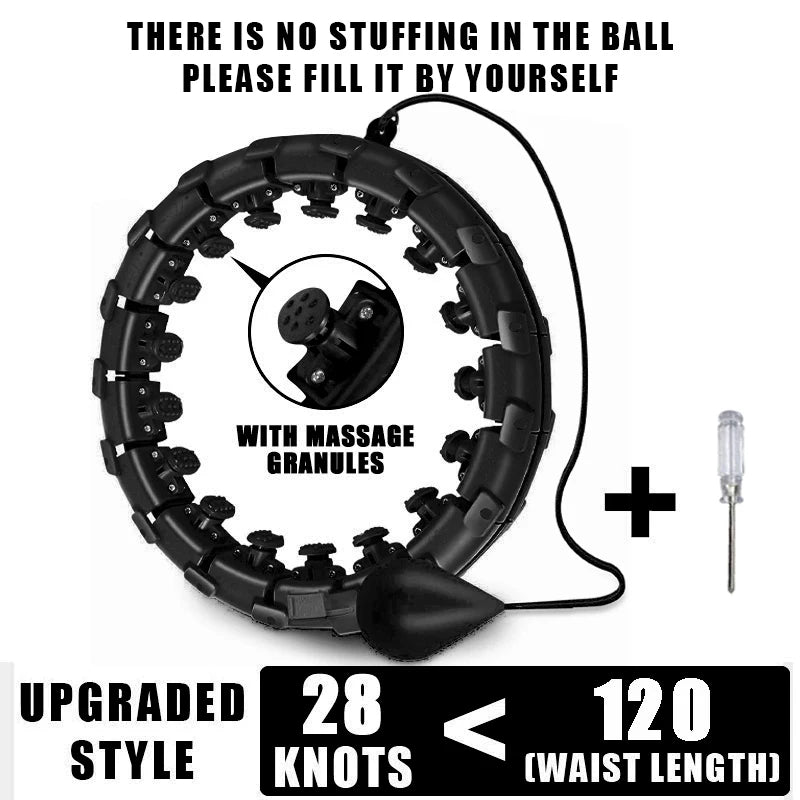 Weighted Fitness Hoop for Adults & Kids Detachable Knots Abdomen Weight Loss 2 in 1 Abdomen Fitness Weight Loss Massage