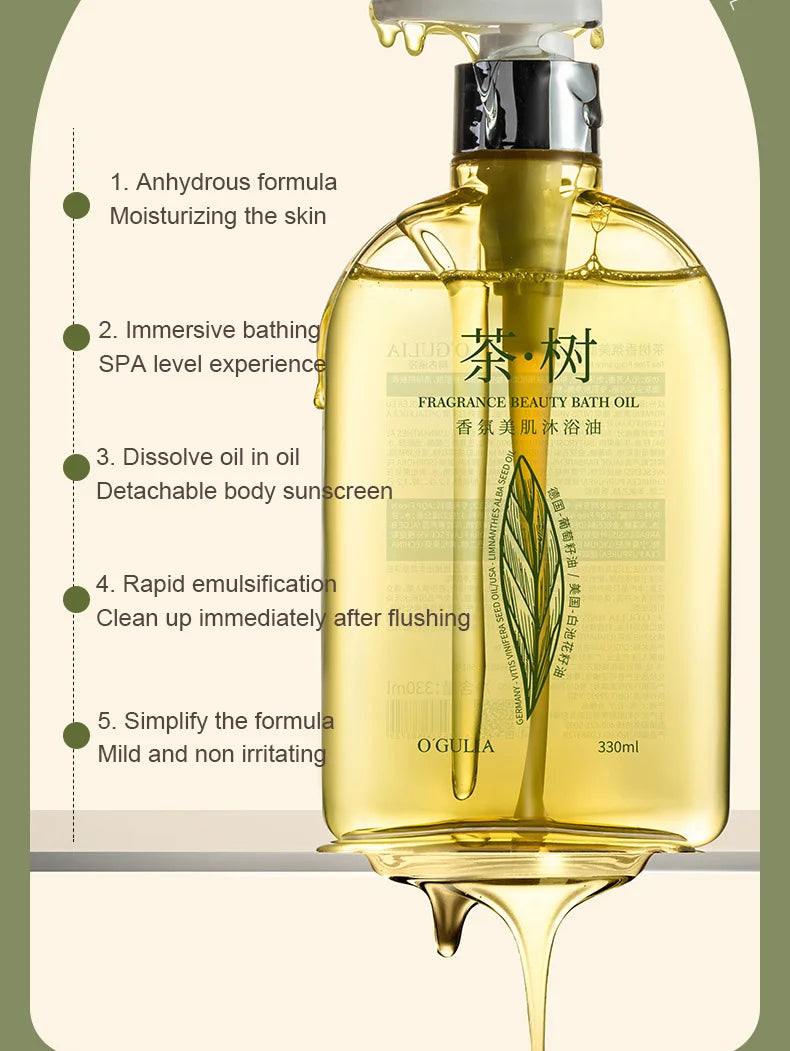 330ml Tea Tree Shower Oil Brightening Body Wash Even Out Skin Tone, Reduce Dark Spots, Skin Radiance, Body Shower Gel Whitening
