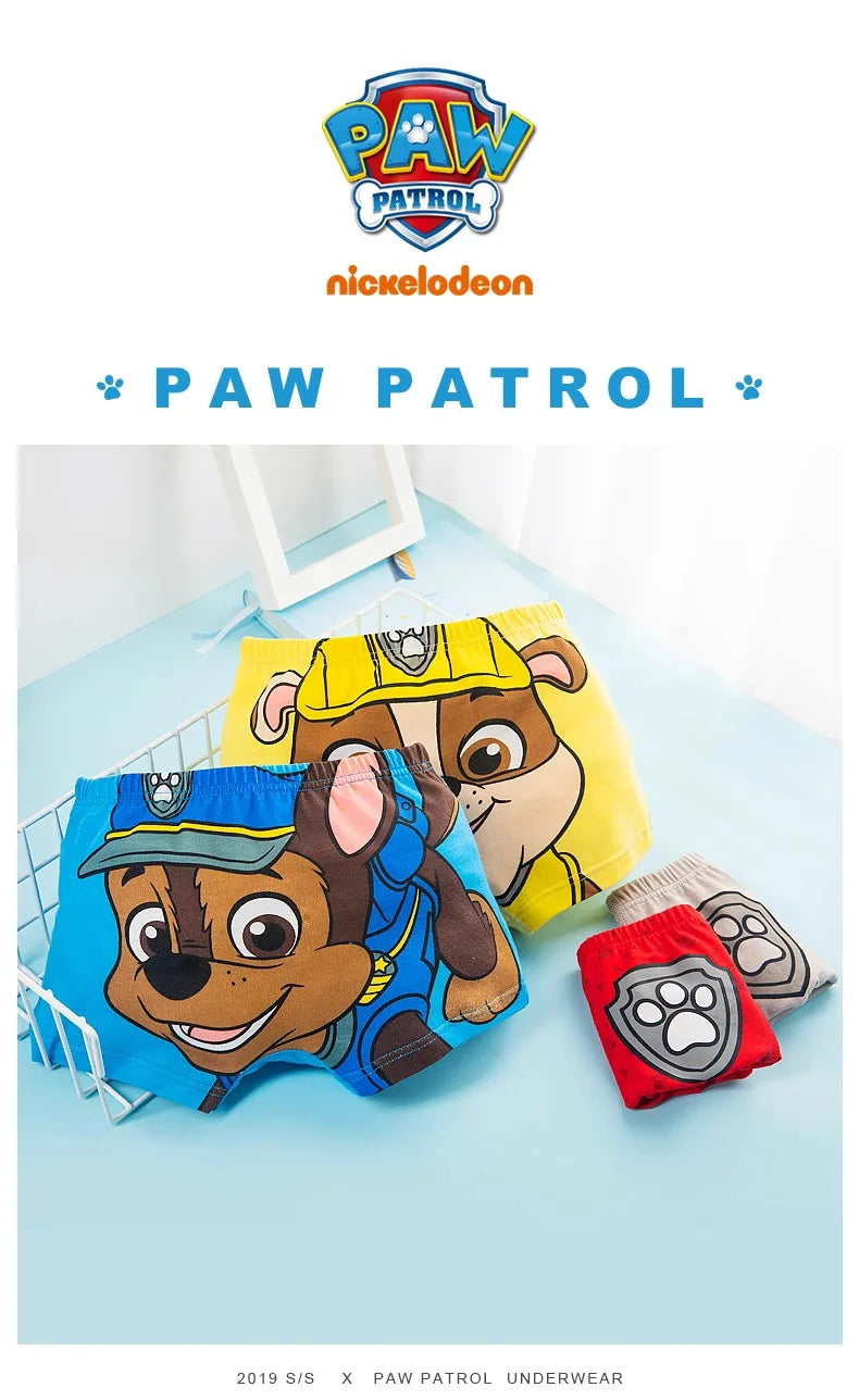 4PCS Original PAW Patrol Cute Boy Underpants Chase Marshall Rocky Rubble Healthy Cotton Boxers Underwear for Children Gifts