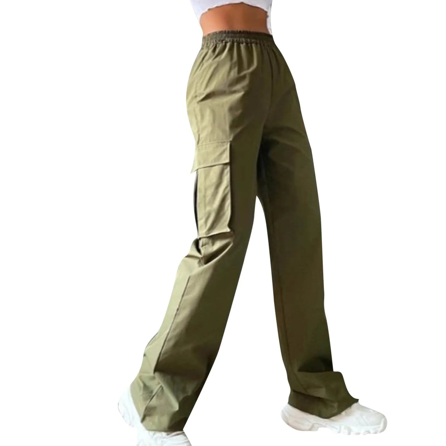 Young Girls Casual Pants Straight Wide Leg Trousers Female Loose Oversize Pockets Y2k Hip Hop Solid Color Pants Cargo Pants Viralgem Store