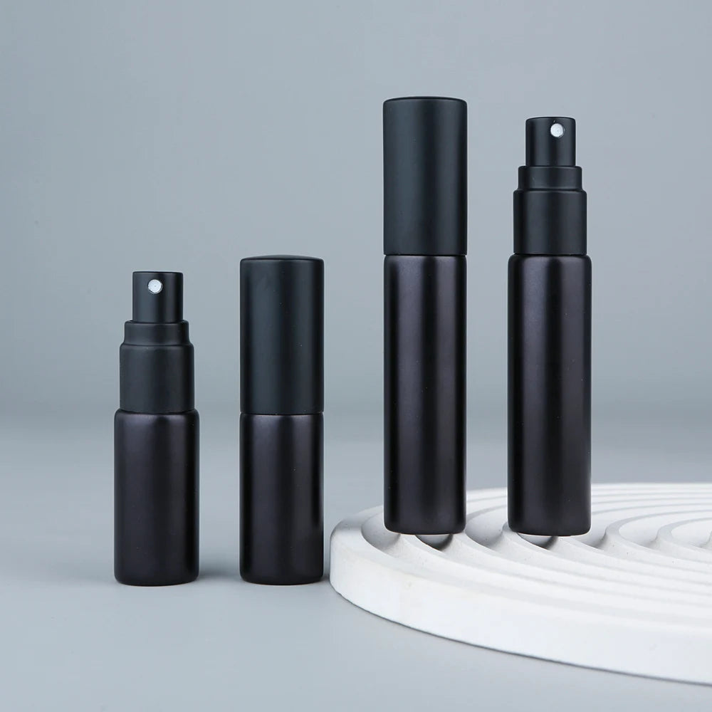 50/100Pcs 5ml 10ml Matte black spray bottle Atomizer Empty Perfume Sample Bottles Custom LOGO Pay Extra